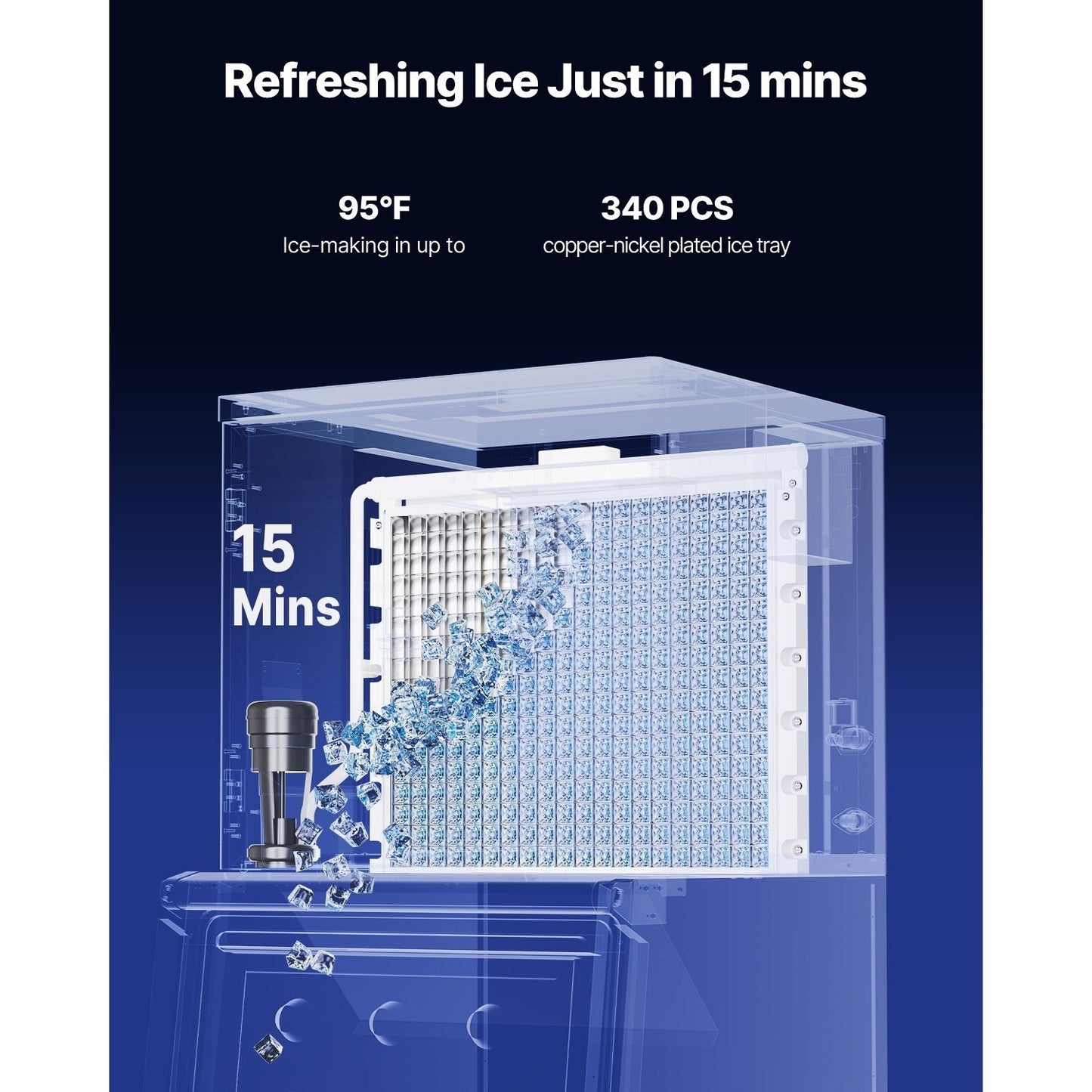 Ice Machine Stainless Steel, 800 lbs/24h Modular Ice Maker Head – 26"