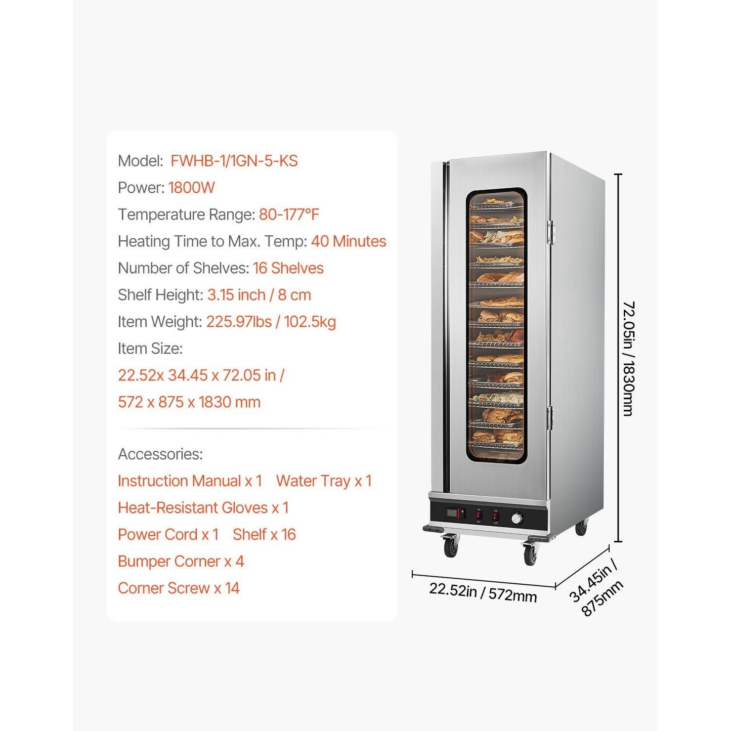 Hot Box Food Warmer – 16-Tier Concession Warming Cabinet with Water Tray