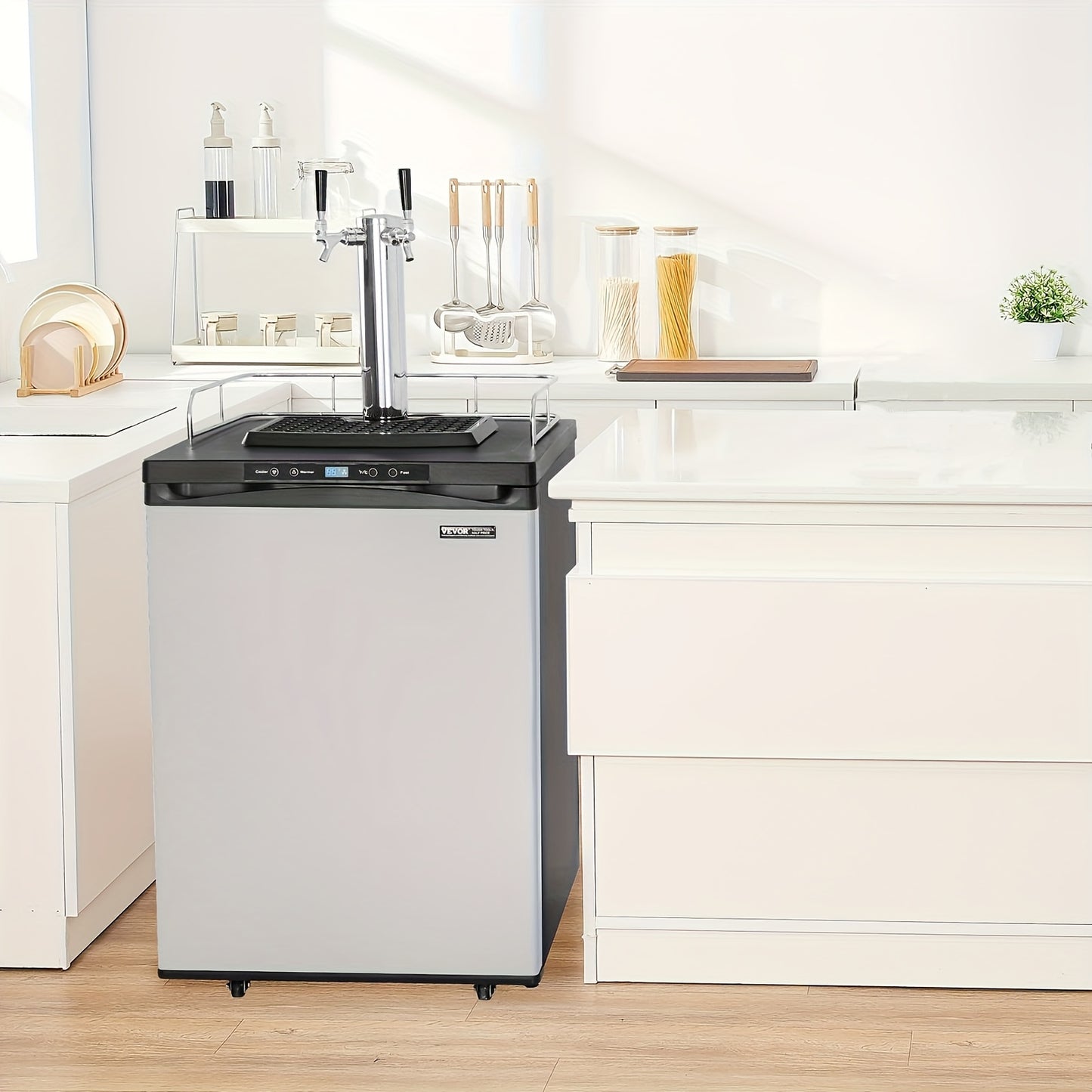 Full-Size Dual Tap Kegerator with CO₂ Tank & Temperature Control
