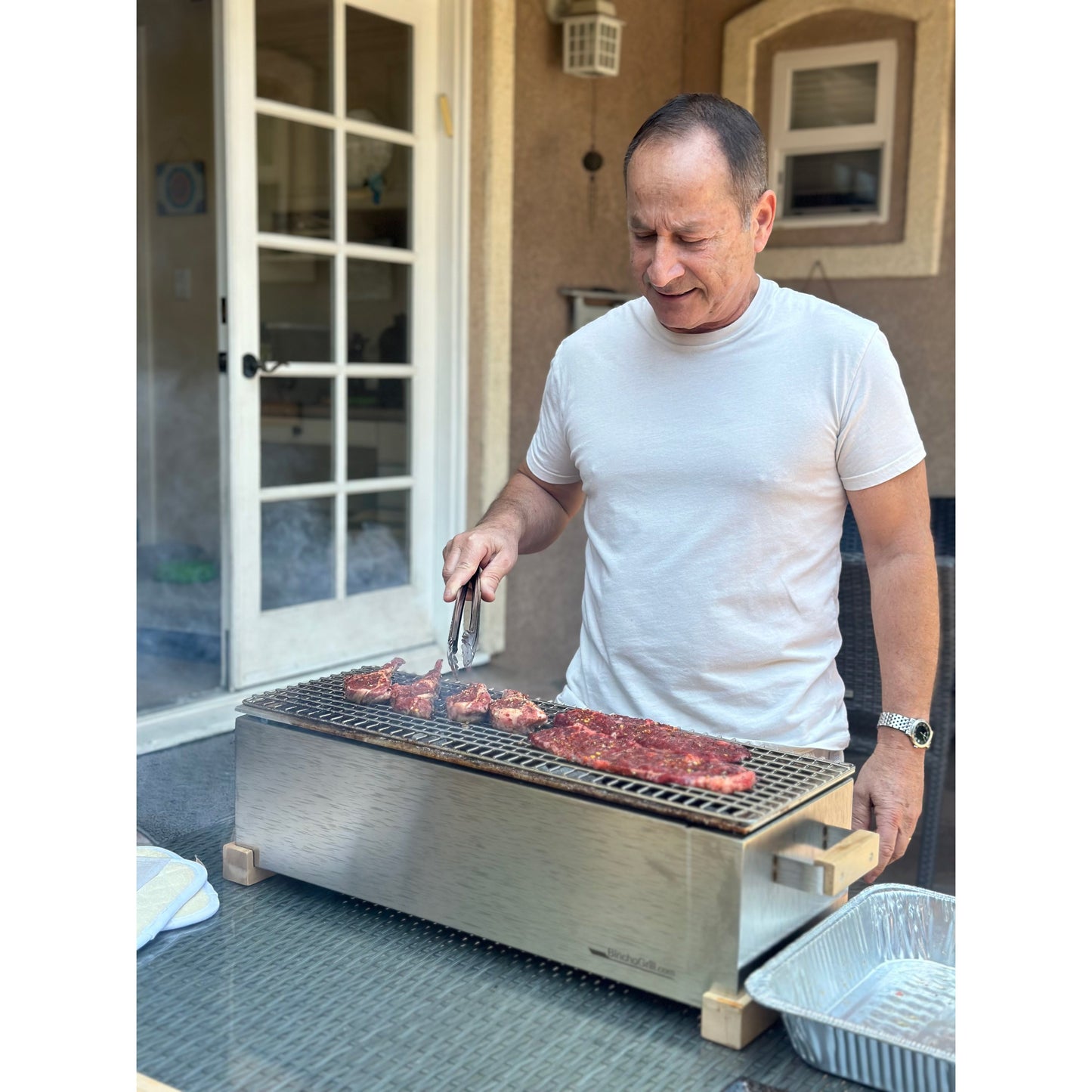 24" Charcoal Grill – Wide Stainless Steel Tabletop