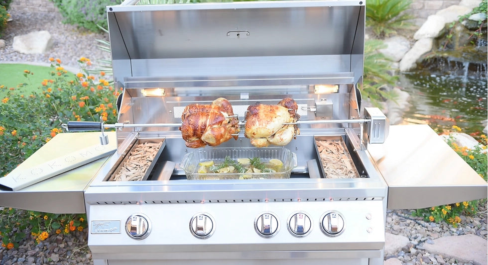 Outdoor 4 Burner 32 Inch Cart Model BBQ Grill with Lights & Locking Casters