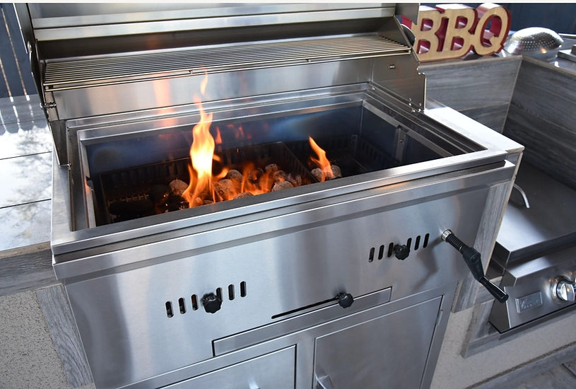 Outdoor 32" Professional Built-In Charcoal Grill | 304 Stainless Steel | Lifetime Warranty
