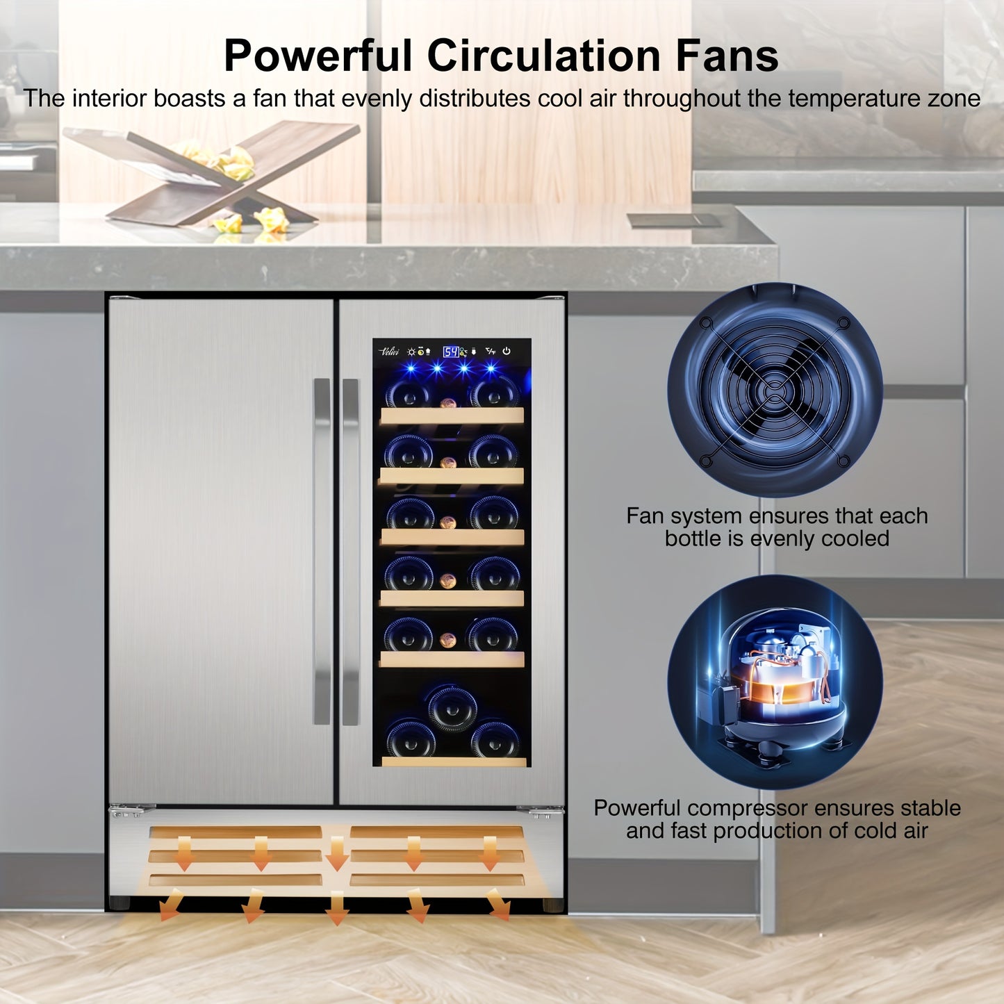Dual Zone Wine & Beverage Cooler – 18 Bottles & 57 Cans, 23.4"