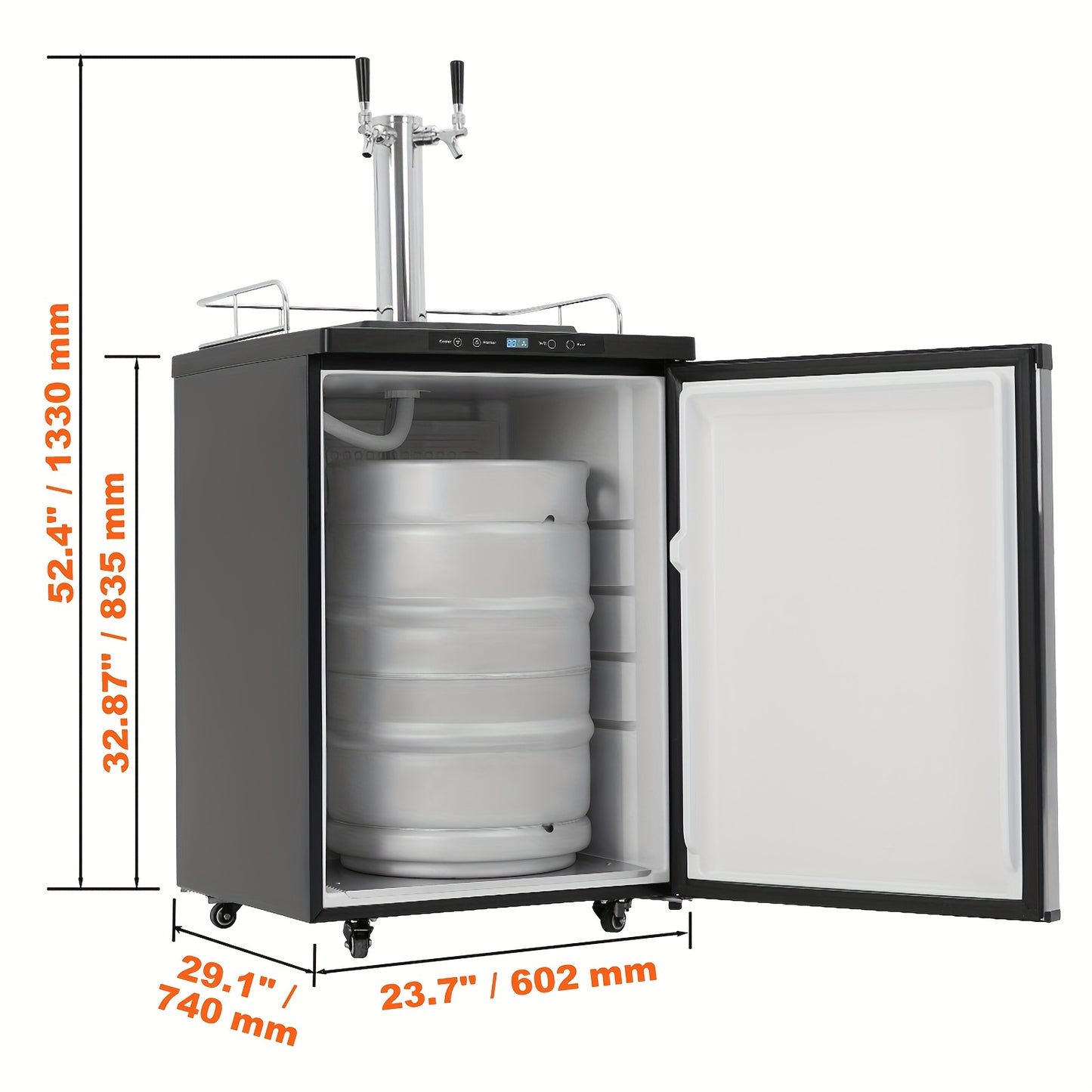 Full-Size Dual Tap Kegerator with CO₂ Tank & Temperature Control