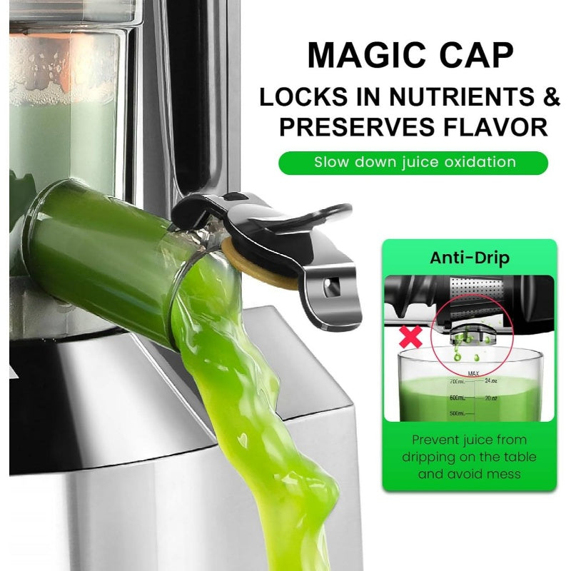 Cold Press Juicer, 240W Slow Masticating, Wide Chute, BPA-Free