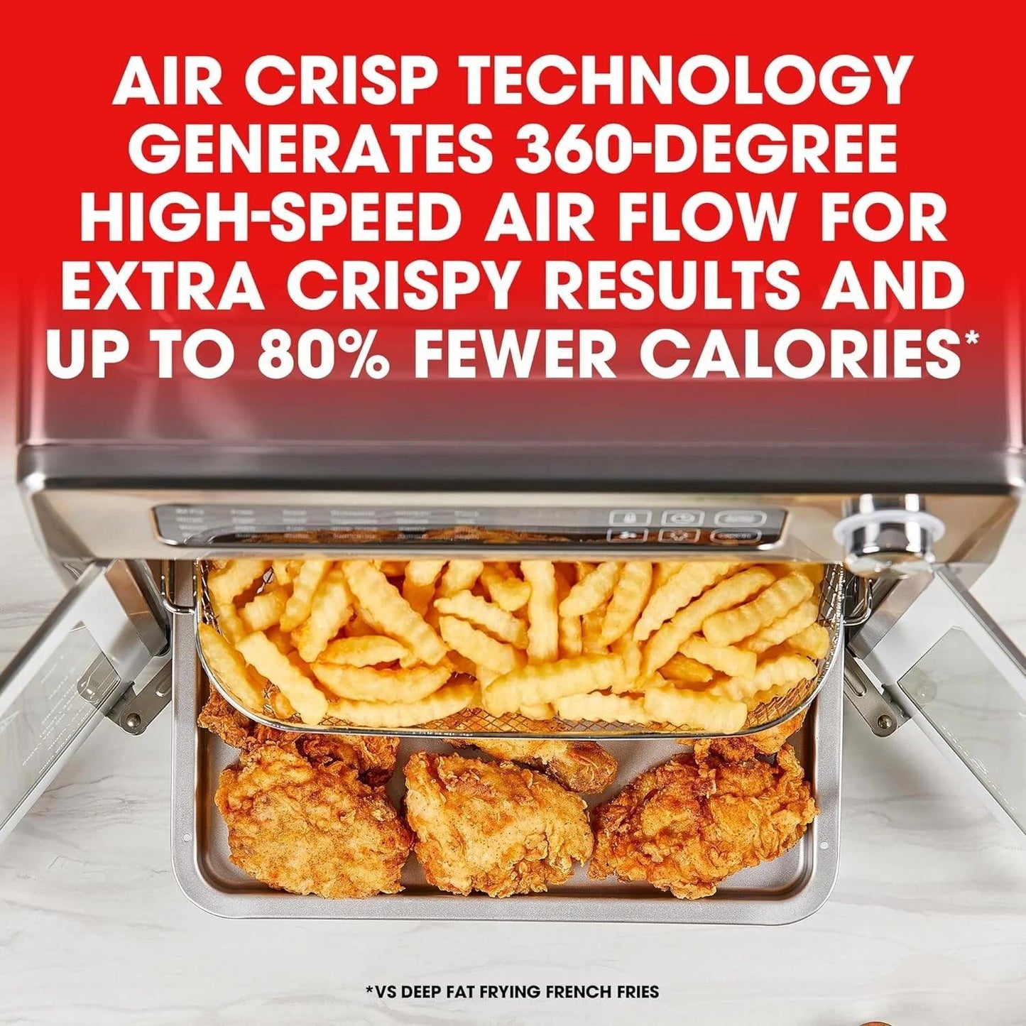 Extra Large French Door Air Fryer Toaster Oven Combo – 26QT Stainless Steel