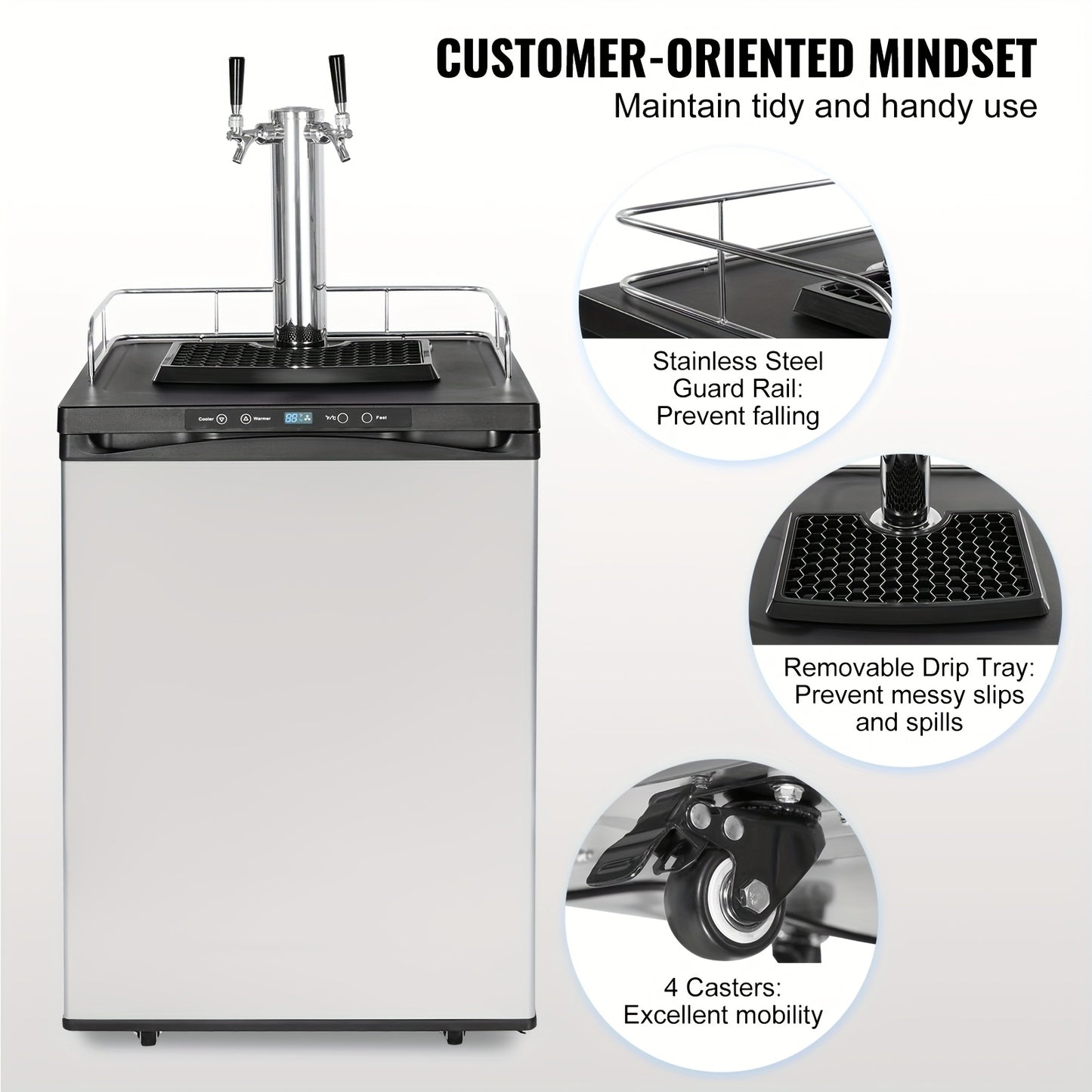 Full-Size Dual Tap Kegerator with CO₂ Tank & Temperature Control