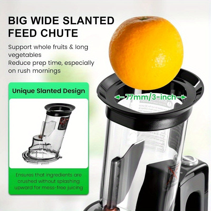 Cold Press Juicer, 240W Slow Masticating, Wide Chute, BPA-Free
