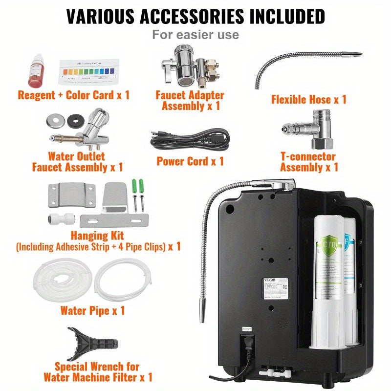 Alkaline Water Ionizer & Purifier with UV, 6-Speed pH, 10,000L Filter