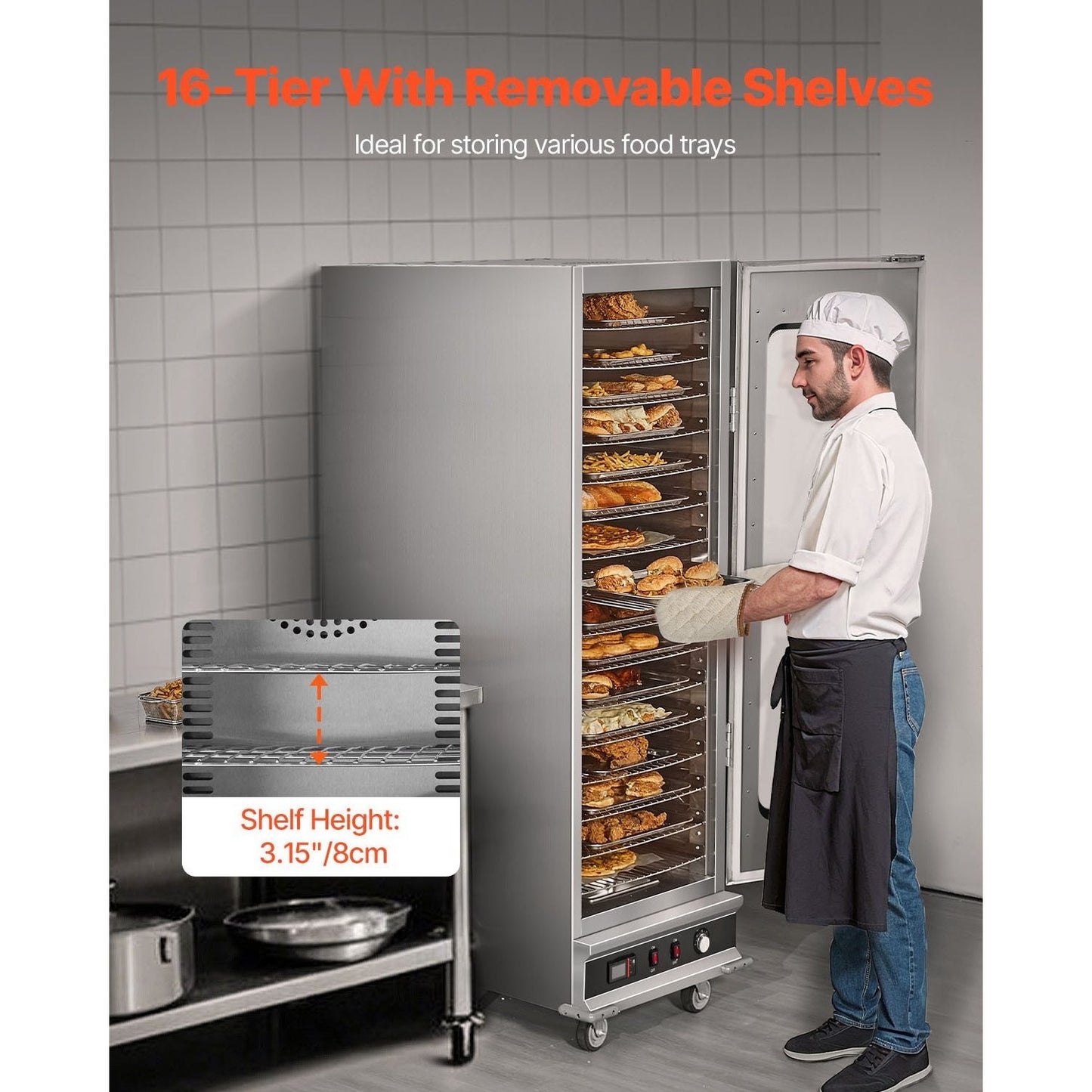 Hot Box Food Warmer – 16-Tier Concession Warming Cabinet with Water Tray