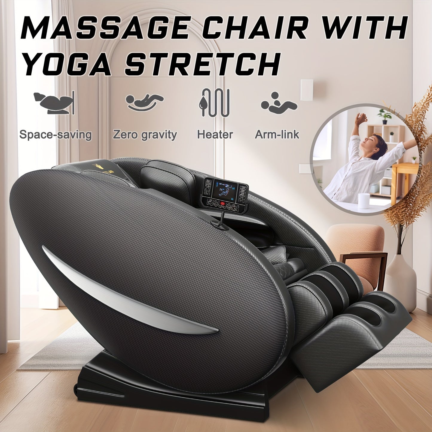 Zero Gravity Full Body Massage Chair with Heat, Airbags & Foot Roller
