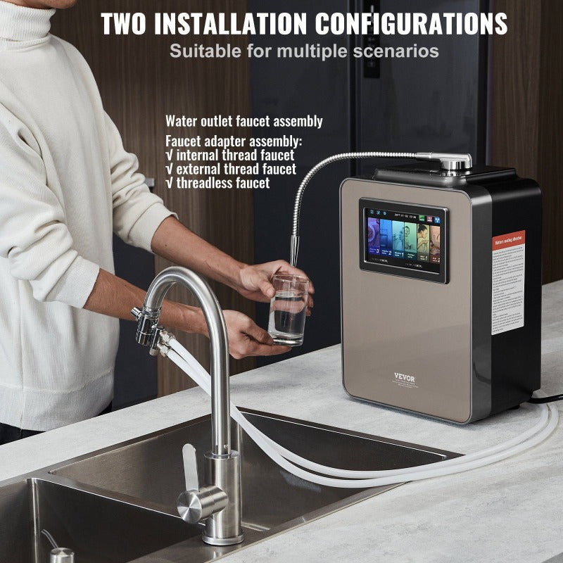 Alkaline Water Ionizer & Purifier with UV, 6-Speed pH, 10,000L Filter