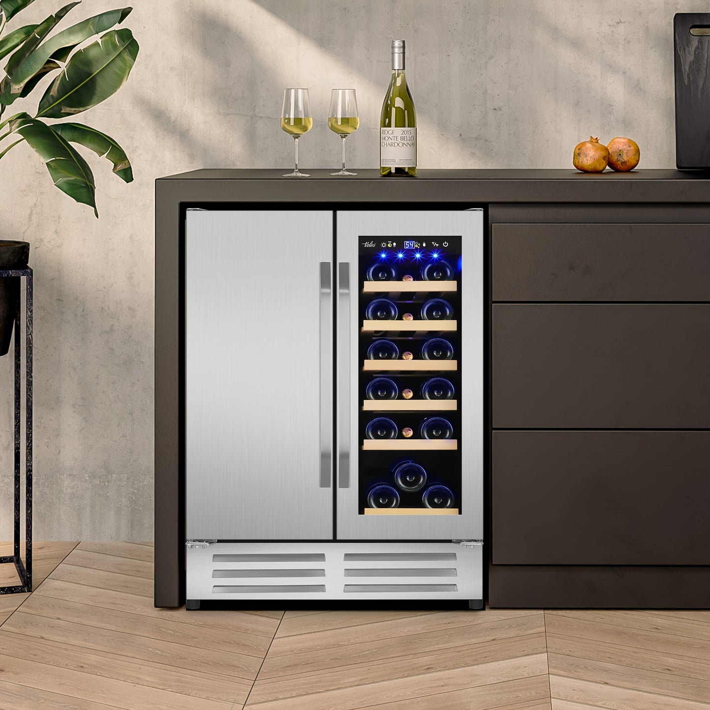 Dual Zone Wine & Beverage Cooler – 18 Bottles & 57 Cans, 23.4"