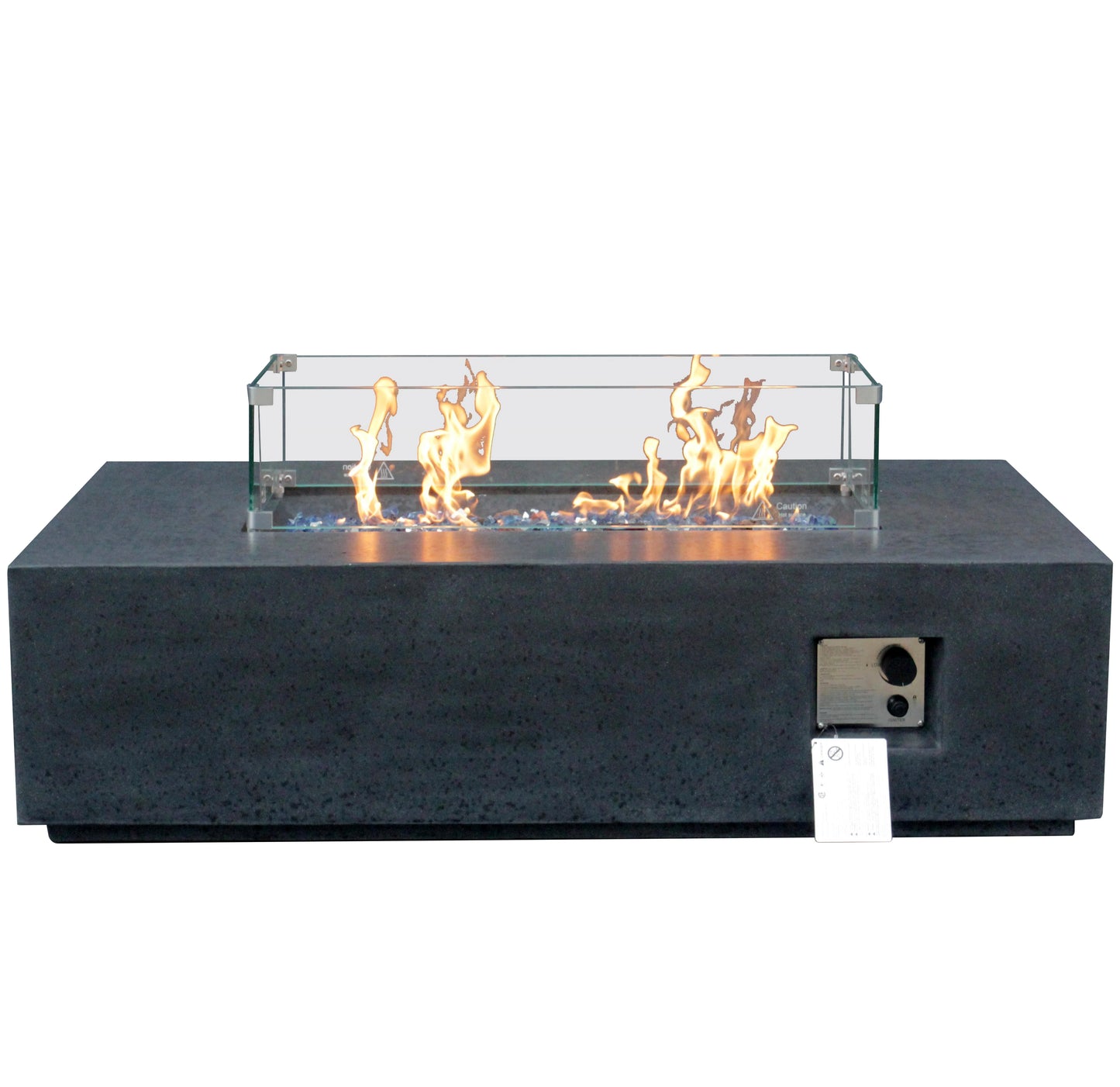 Modern Rectangle Gas Fire Pit - Durable Concrete Outdoor Table