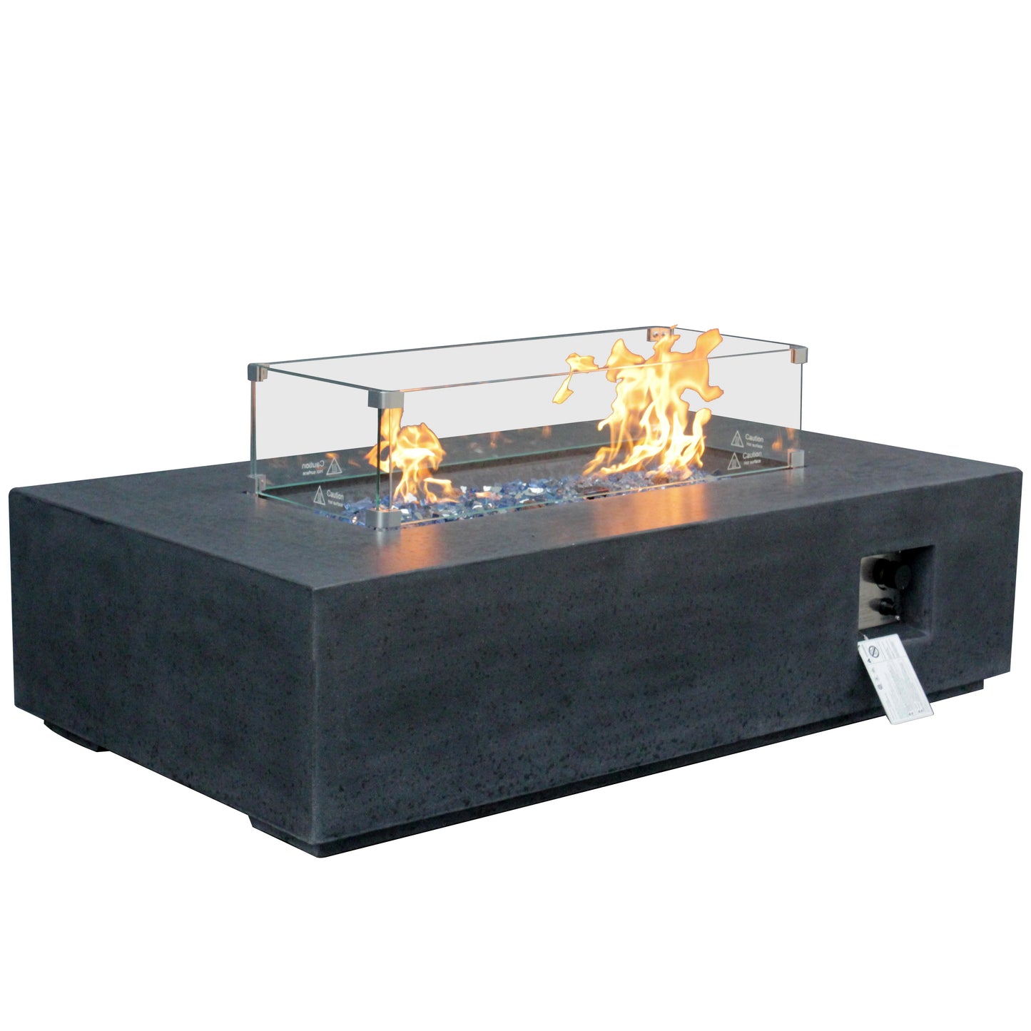 Modern Rectangle Gas Fire Pit - Durable Concrete Outdoor Table