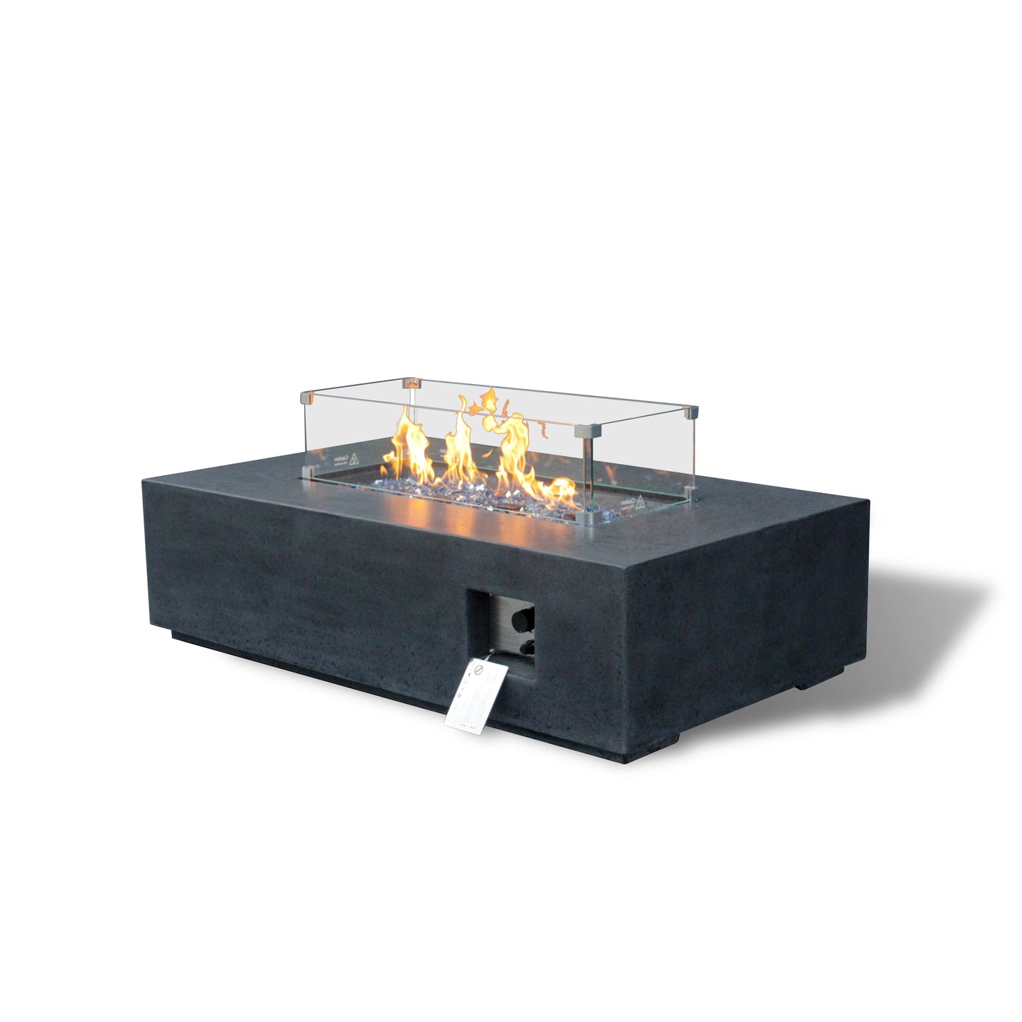 Modern Rectangle Gas Fire Pit - Durable Concrete Outdoor Table