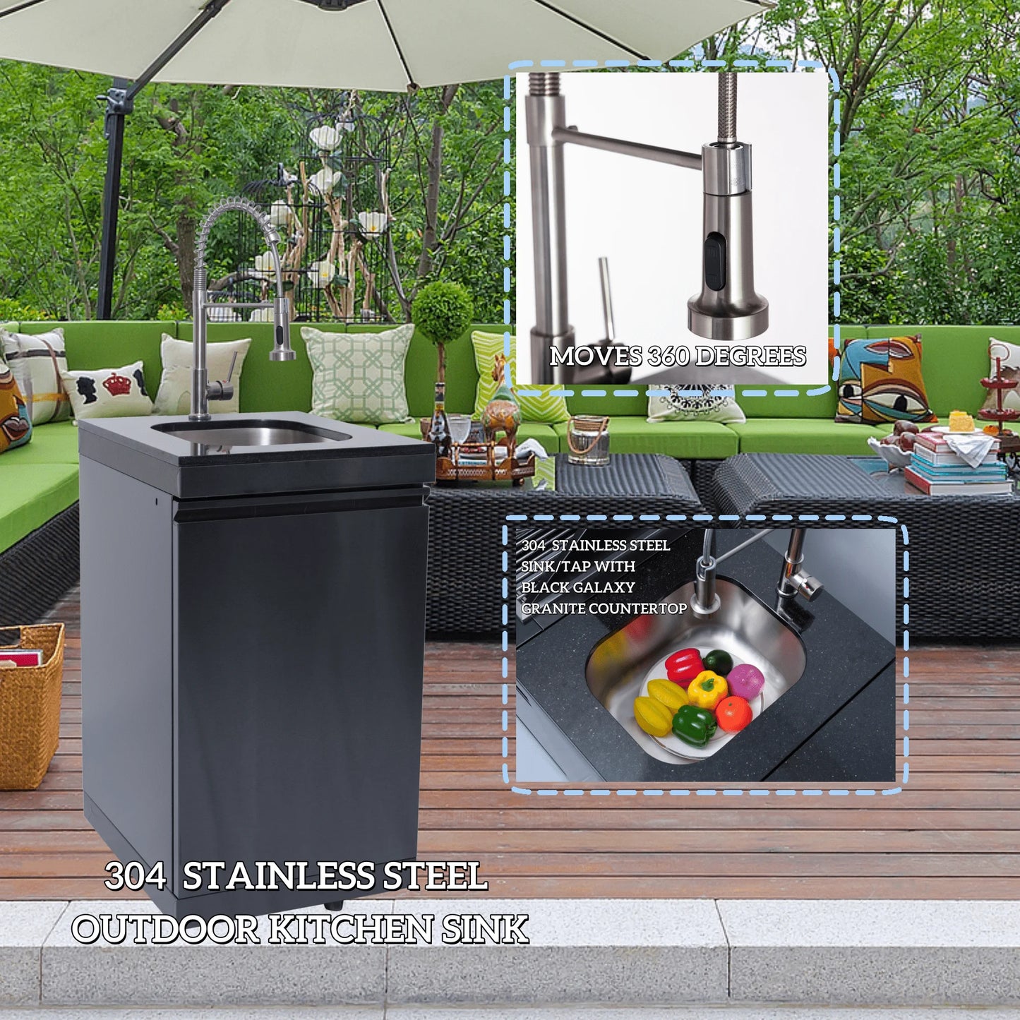 Fully Loaded Outdoor Kitchen Set with 6-Burner BBQ Grill, Sink, Fridge Storage & 12 options