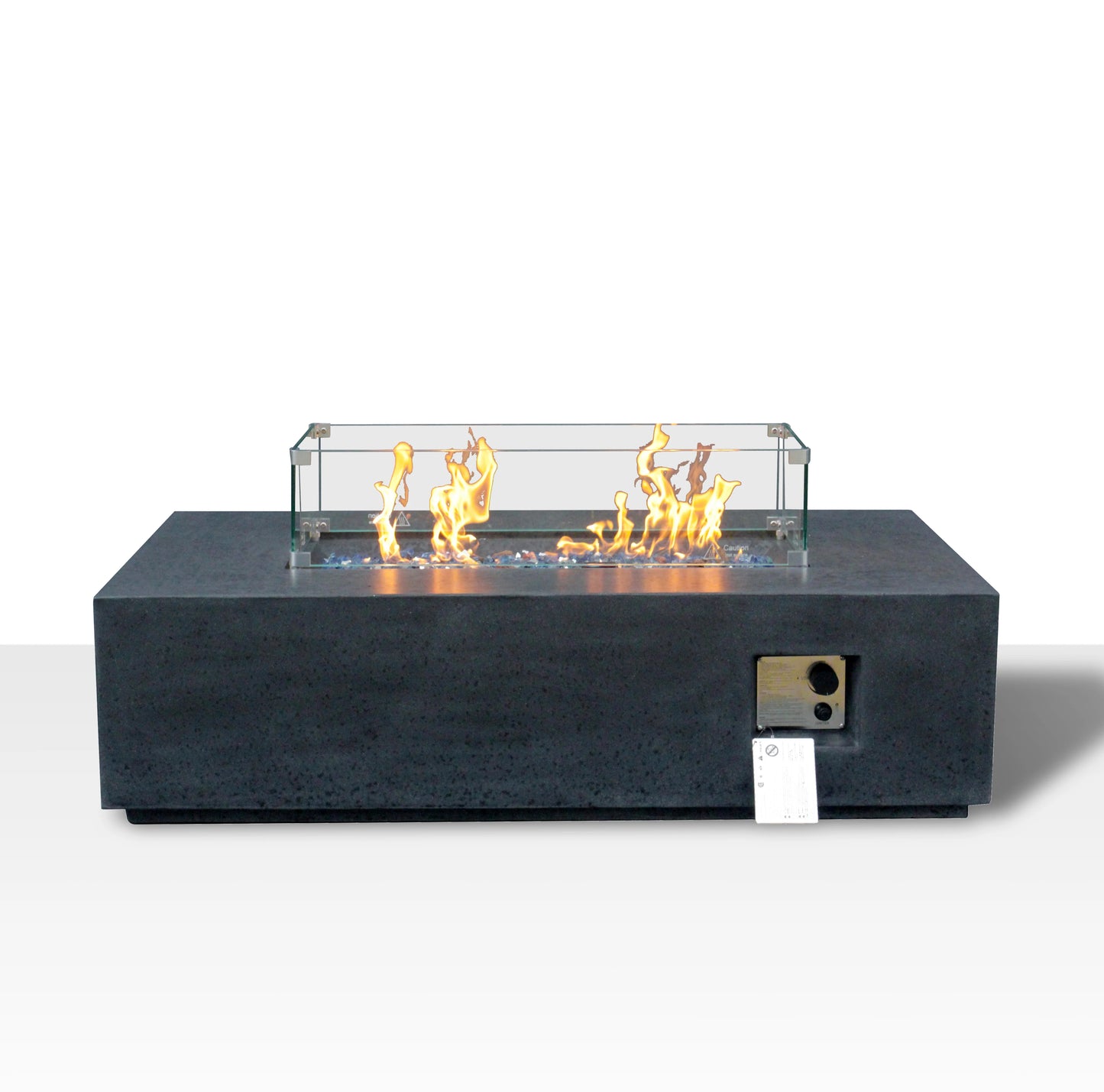 Modern Rectangle Gas Fire Pit - Durable Concrete Outdoor Table