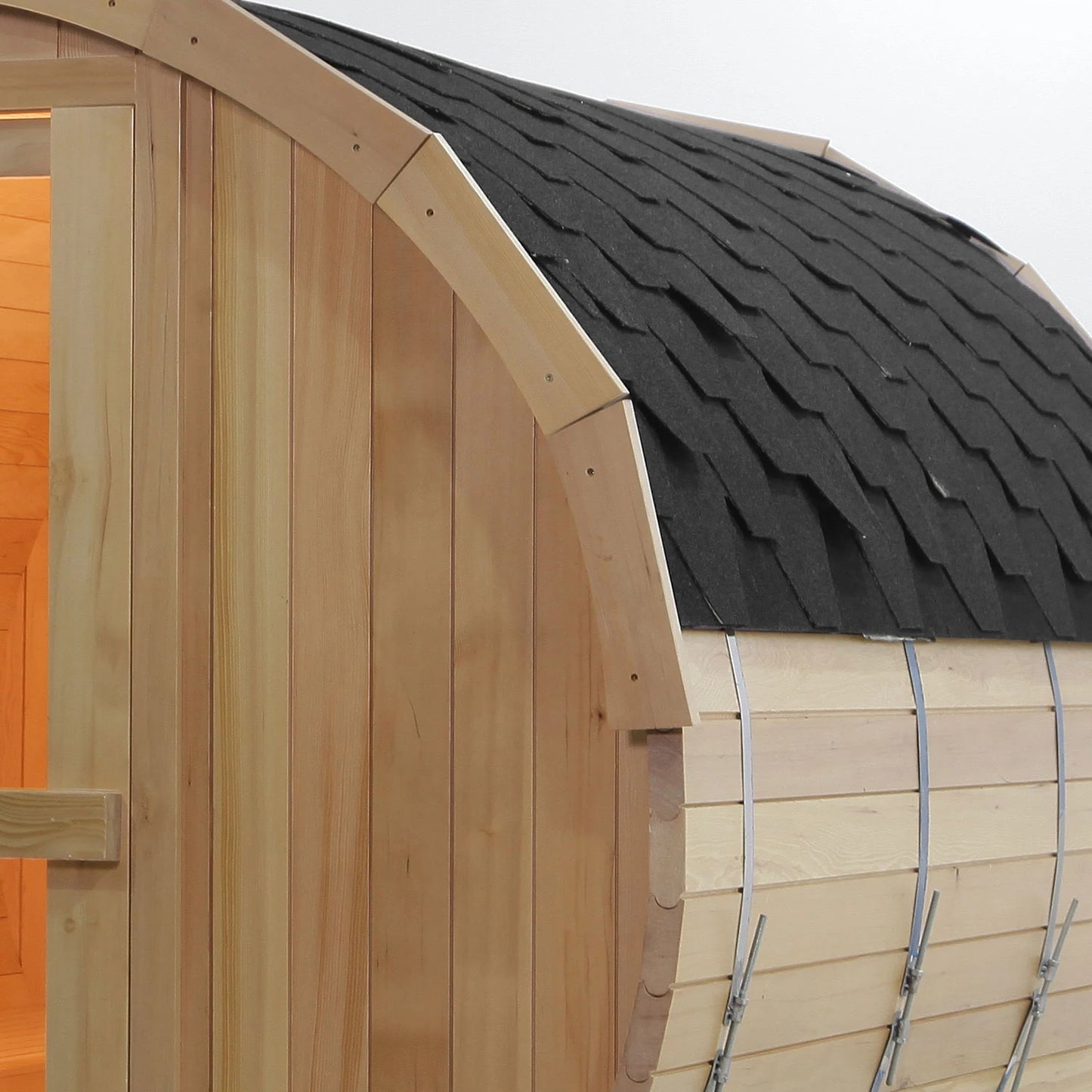 Barrel Style Red Cedar Sauna - Outdoor Electric Stove