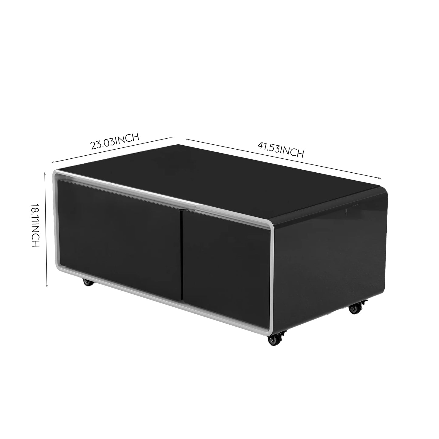 Smart Coffee Table with Mini Fridge, Wireless Charging & Storage