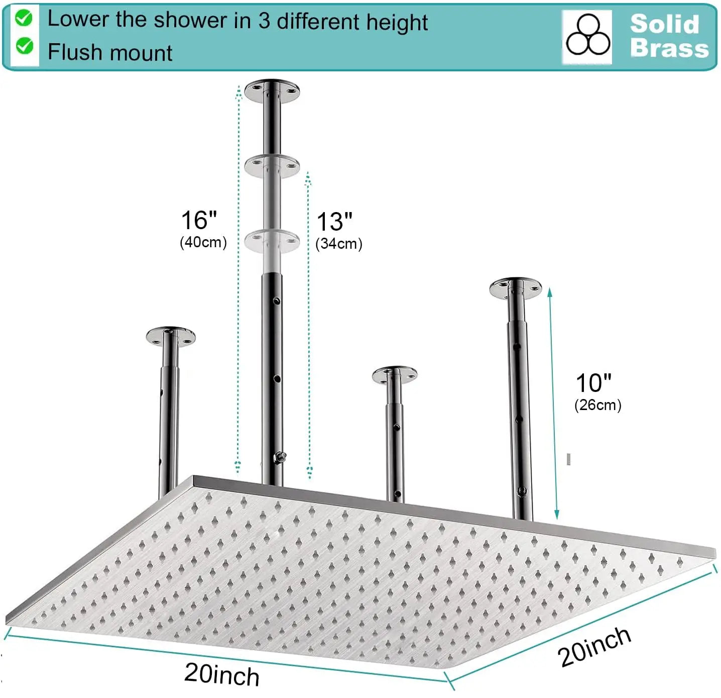 20" LED Rain Shower System - Brushed Nickel & Body Jets