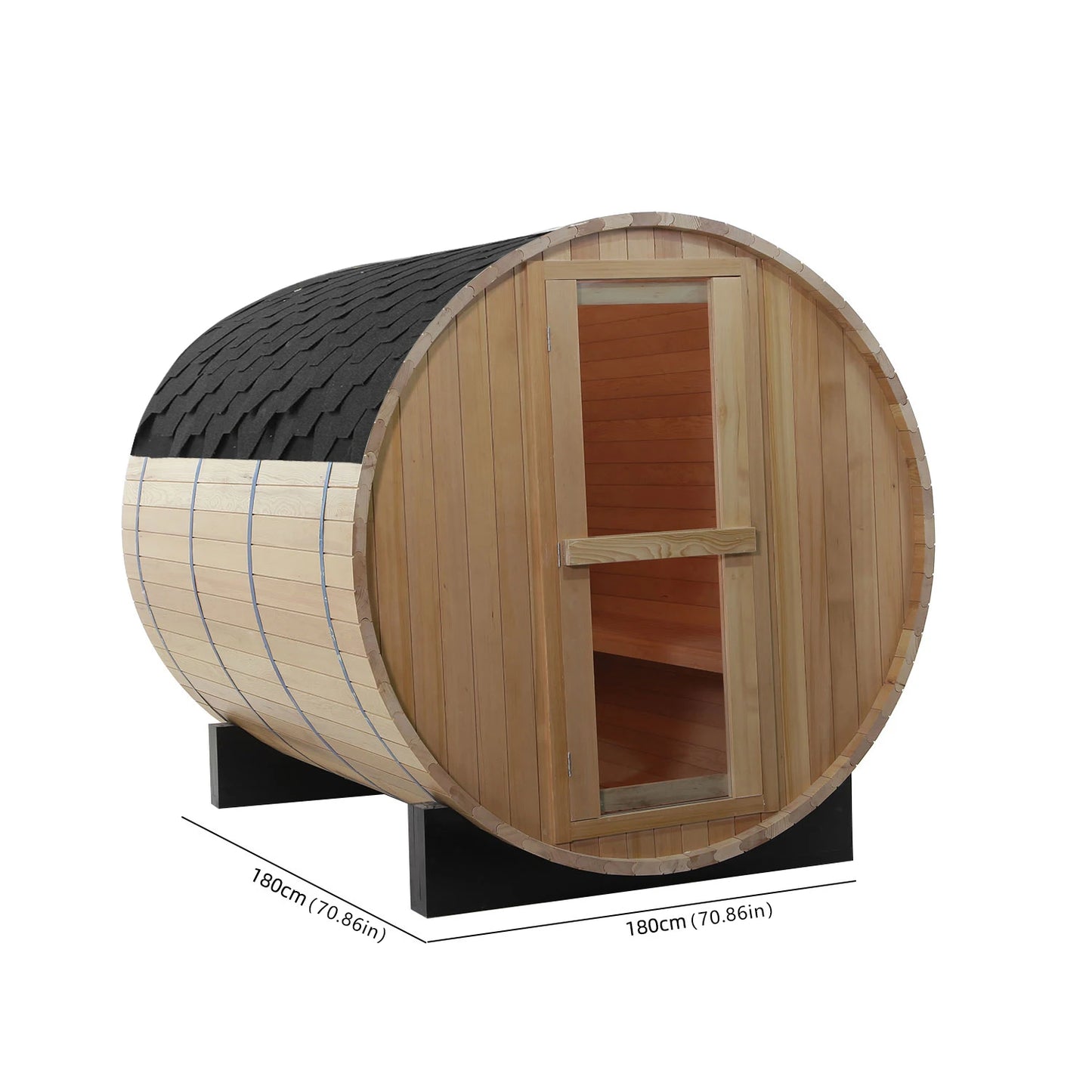 Barrel Style Red Cedar Sauna - Outdoor Electric Stove