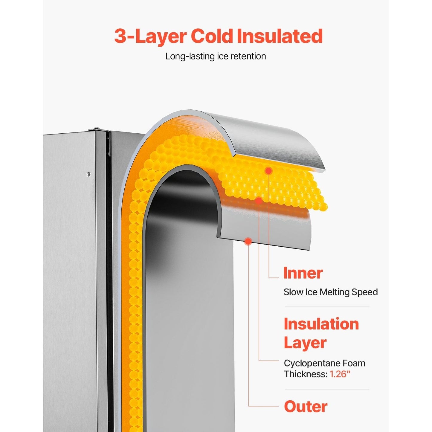 Undercounter Ice Maker Machine – 50 lbs/Day, Built-In with Reversible Door