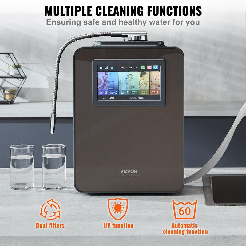 Alkaline Water Ionizer & Purifier with UV, 6-Speed pH, 10,000L Filter