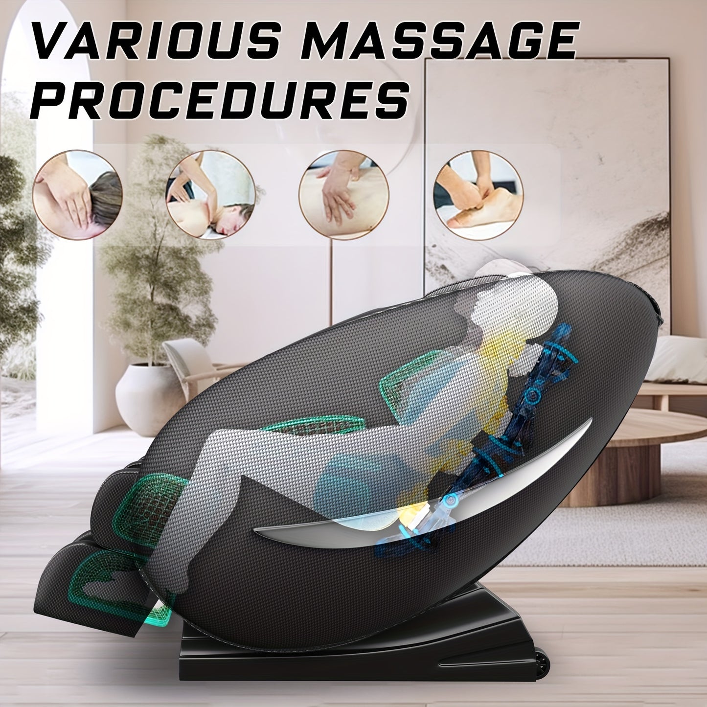 Zero Gravity Full Body Massage Chair with Heat, Airbags & Foot Roller