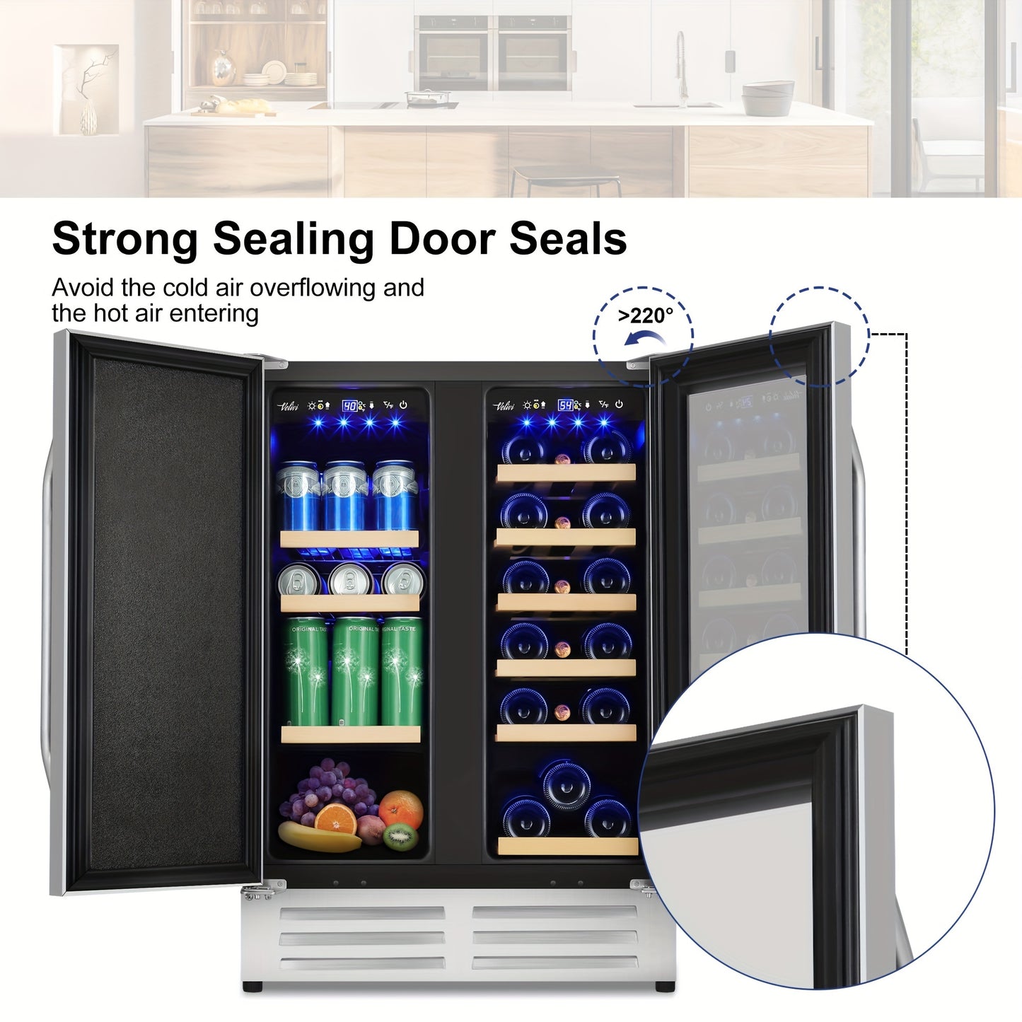 Dual Zone Wine & Beverage Cooler – 18 Bottles & 57 Cans, 23.4"