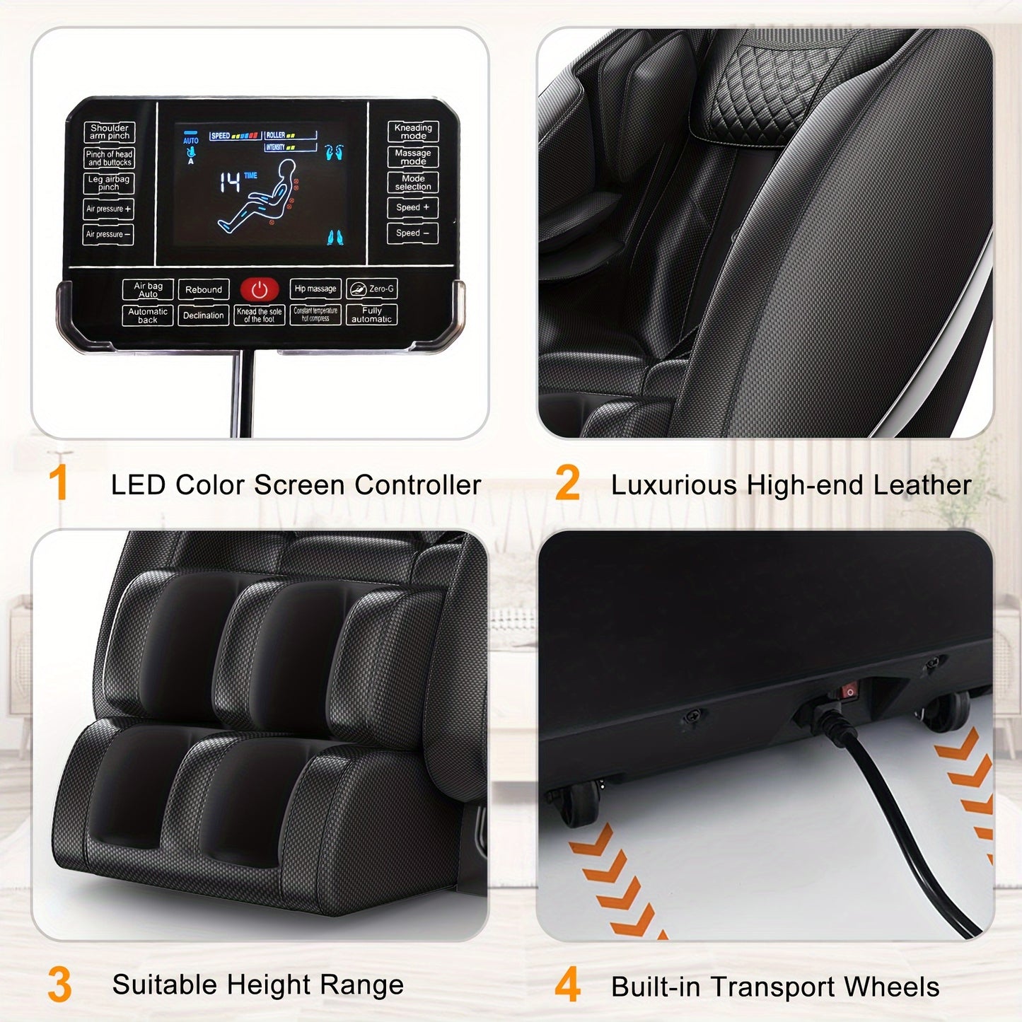 Zero Gravity Full Body Massage Chair with Heat, Airbags & Foot Roller