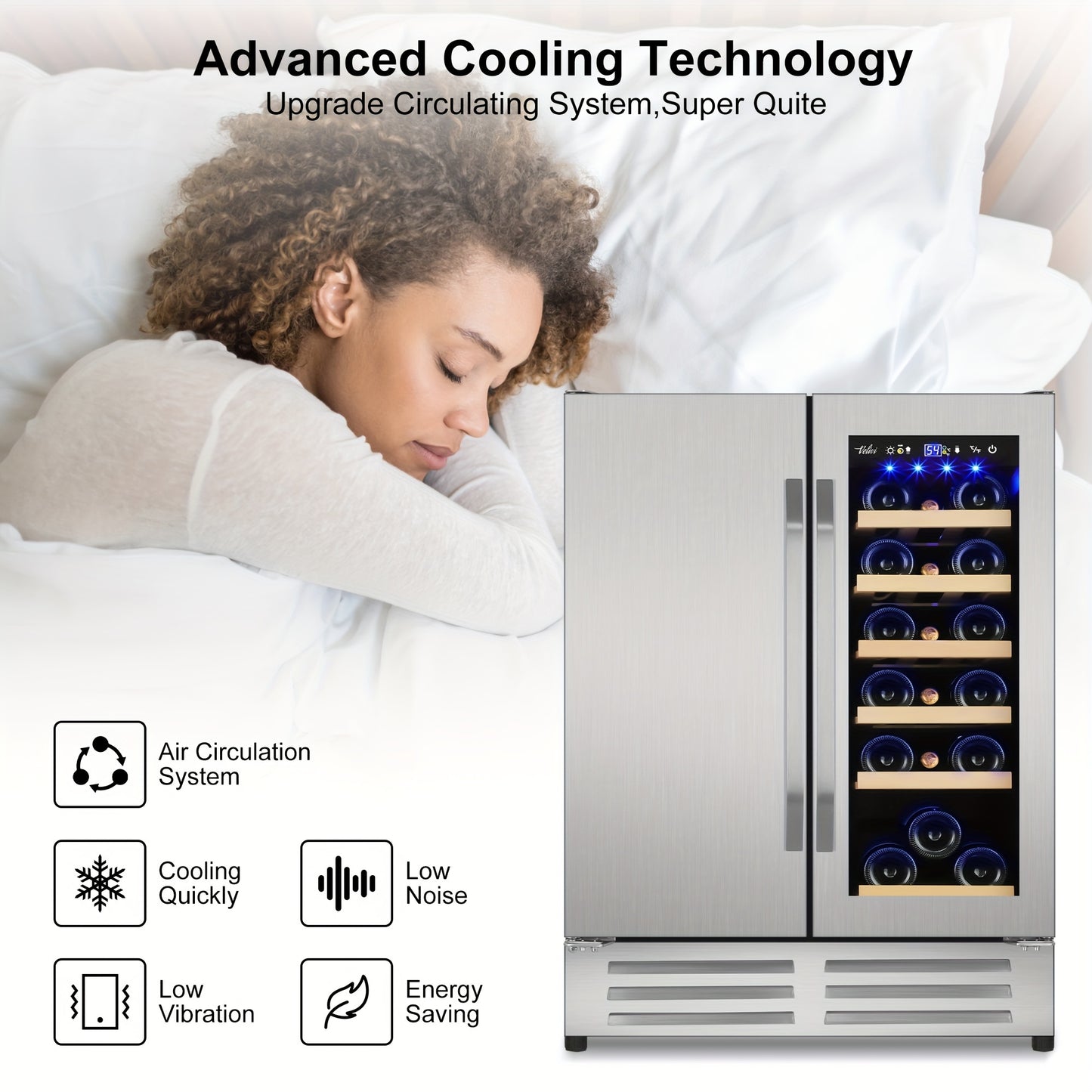 Dual Zone Wine & Beverage Cooler – 18 Bottles & 57 Cans, 23.4"