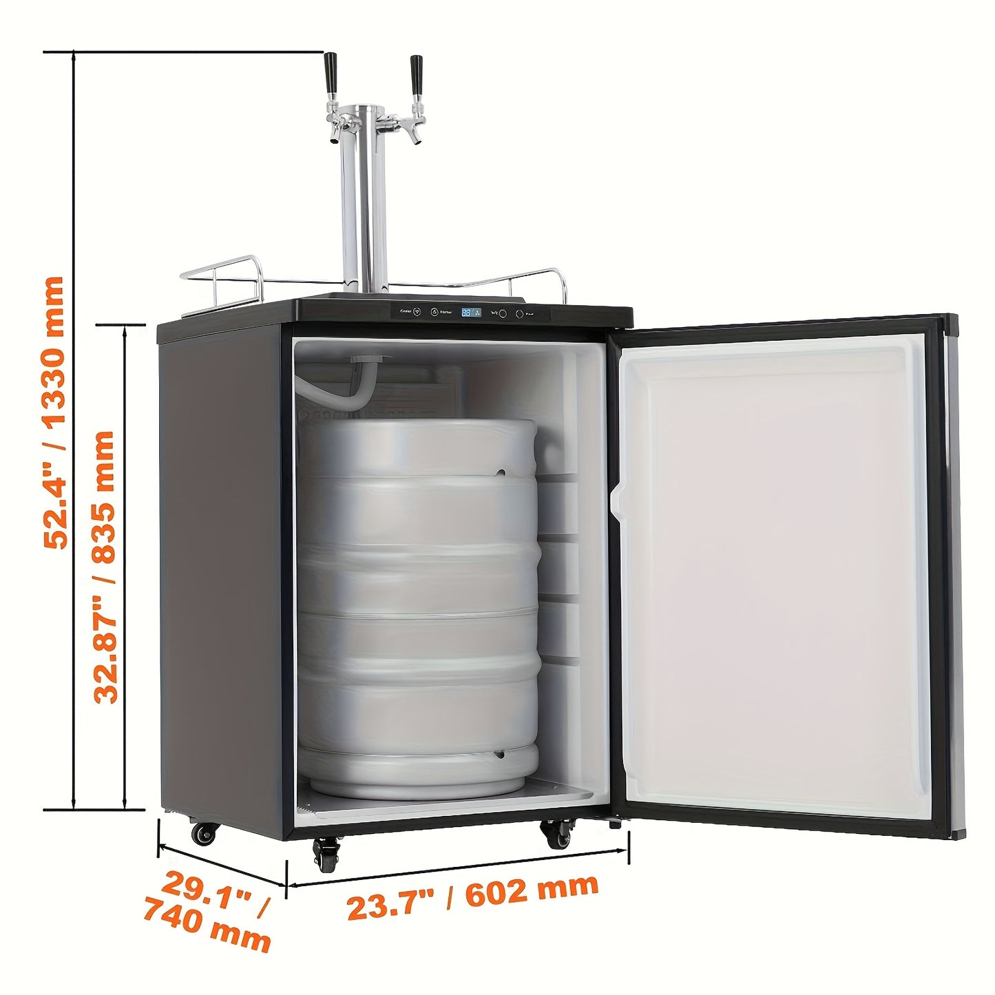 Full-Size Dual Tap Kegerator with CO₂ Tank & Temperature Control