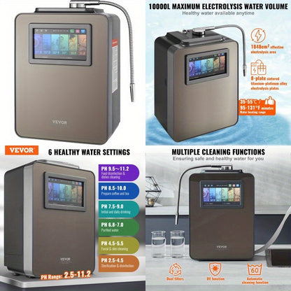 Alkaline Water Ionizer & Purifier with UV, 6-Speed pH, 10,000L Filter