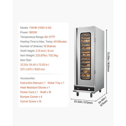 Hot Box Food Warmer – 16-Tier Concession Warming Cabinet with Water Tray