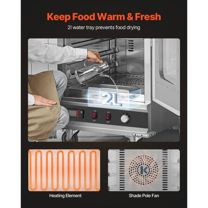 Hot Box Food Warmer – 16-Tier Concession Warming Cabinet with Water Tray