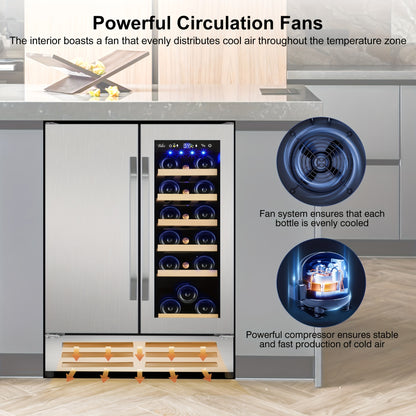 Dual Zone Wine & Beverage Cooler – 18 Bottles & 57 Cans, 23.4"