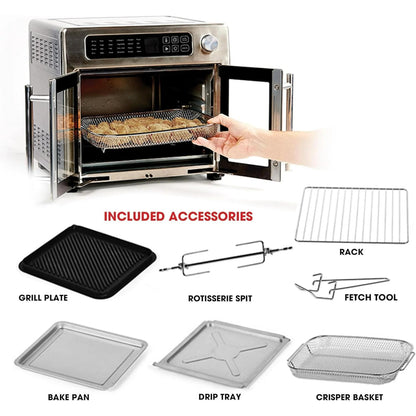 Extra Large French Door Air Fryer Toaster Oven Combo – 26QT Stainless Steel