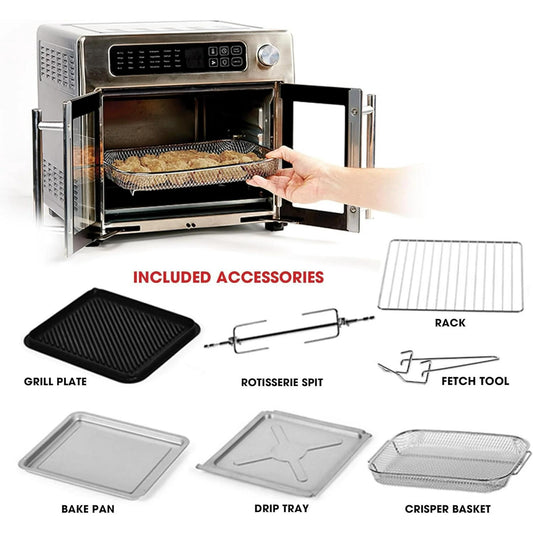 Extra Large French Door Air Fryer Toaster Oven Combo – 26QT Stainless Steel