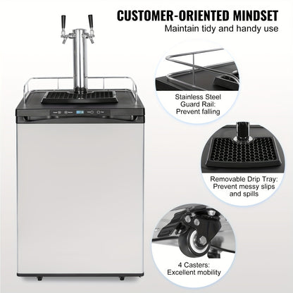 Full-Size Dual Tap Kegerator with CO₂ Tank & Temperature Control
