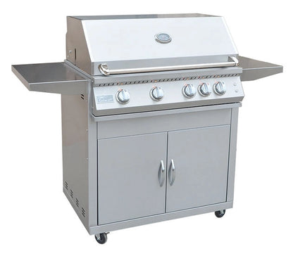 Outdoor 4 Burner 32 Inch Cart Model BBQ Grill with Lights & Locking Casters