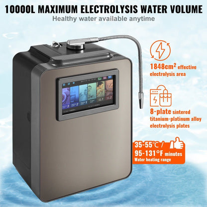 Alkaline Water Ionizer & Purifier with UV, 6-Speed pH, 10,000L Filter