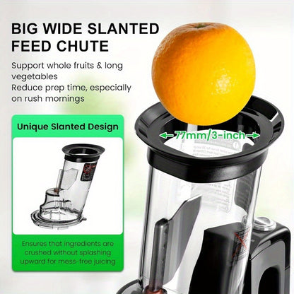 Cold Press Juicer, 240W Slow Masticating, Wide Chute, BPA-Free