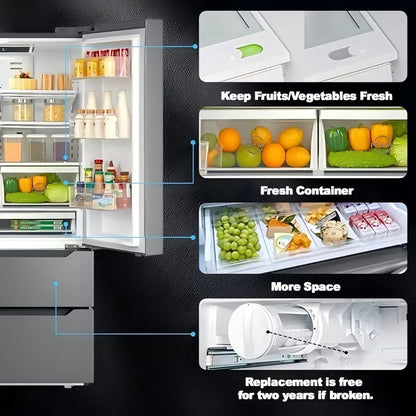French Door Refrigerator with Ice Maker – Full Size, Stainless Steel, Bottom Freezer