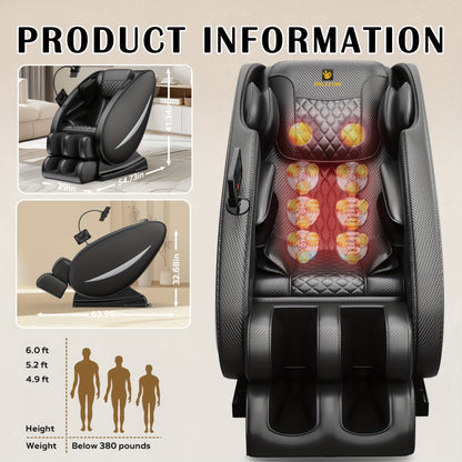 Zero Gravity Full Body Massage Chair with Heat, Airbags & Foot Roller