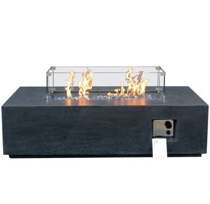 Modern Rectangle Gas Fire Pit - Durable Concrete Outdoor Table