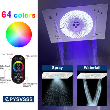 LED Waterfall Shower System with Body Jets & Handheld -  2 in 1