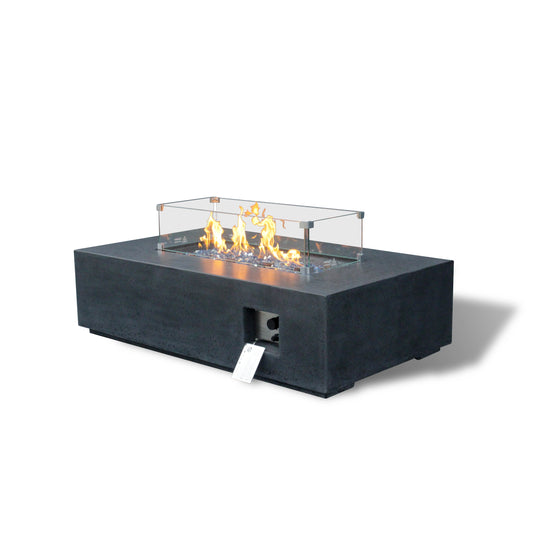 Modern Rectangle Gas Fire Pit - Durable Concrete Outdoor Table