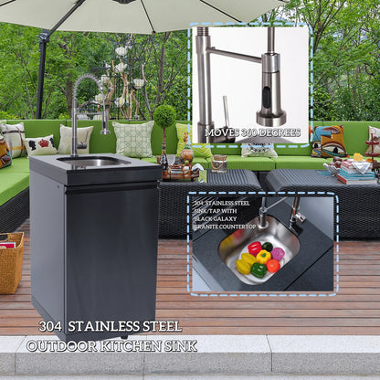 Fully Loaded Outdoor Kitchen Set with 6-Burner BBQ Grill, Sink, Fridge Storage & 12 options