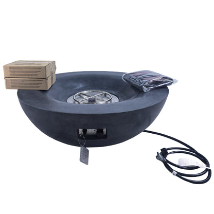 Matt Grey Luxury Concrete Fire Pit Bowl - Outdoor